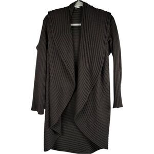 Crea Concept Avant Garde Lagenlook Brown Ribbed Knit Shawl Cardigan medium